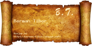Berman Tibor névjegykártya